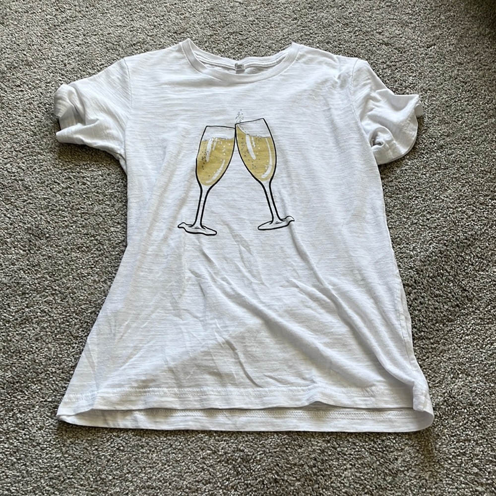 Friday + Saturday champagne cheers graphic tee, t-shirt
